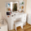 Modern Vanity Set with Stool & LED Light Mirror UK 4