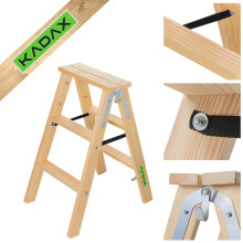 KADAX Malleiter aus Holz, ausziehbar, 2x3 Stufen, klappbar, doppelseitig