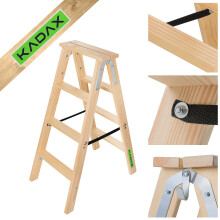 KADAX Malerleiter aus Holz, ausziehbar, 2x4 Stufen, klappbar, doppelseitig