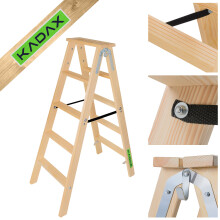 KADAX Malleiter aus Holz, ausziehbar, 2x5 Stufen, klappbar, doppelseitig