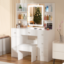 Modern Vanity Set with Stool & LED Light Mirror UK
