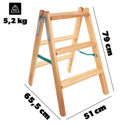 KADAX Doppelseitige Holzleiter DS 2x3 1