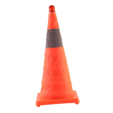 Foldable Road Cone With LED Light, High-Visibility Reflective Plastic Traffic Barrier, Outdoor Event Safety Cone, Large Orange