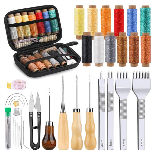 56Pcs Leder Nähen-Beutel-Kit,mit 4mm ProngSe