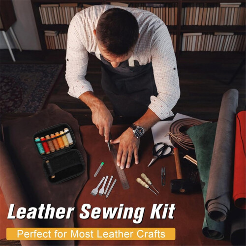 56Pcs Leder Nähen-Beutel-Kit,mit 4mm ProngSe 2