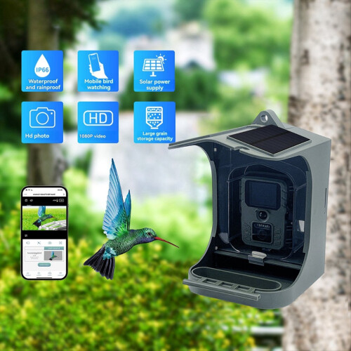 Smart Bird Feeder Camera with Solar Panel 1080P WI 2