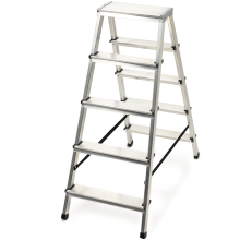 KADAX Aluminiumleiter, klappbar, 5-stufig, für Zuhause, stark, 125 kg, polnisches Produkt