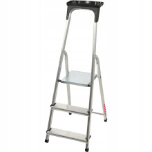KADAX Aluminium-Haushaltsleiter, 3 Stufen, klappbares Regal, 125 kg, polnisches Produkt