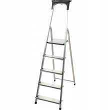 KADAX Aluminium-Haushaltsleiter, 5 Stufen, klappbar, Regal, 125 kg, polnisches Produkt