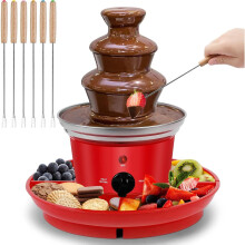 Chocolate Fondue Fountain 200g Capacity, 3-Tier Mini Machine, Includes 6 Forks and Fruits/Nuts Serving Tray, For Parties