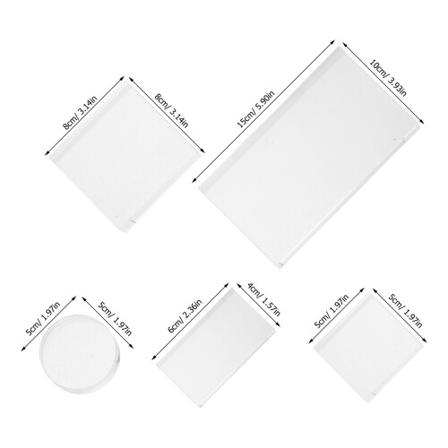 5 uds. bloques acrílicos transparentes reutilizables para sellos 2