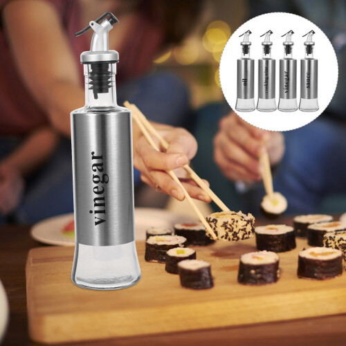 Oil Vinegar Dispenser Bottle Modern Kitchenware Silver 4pcs 1