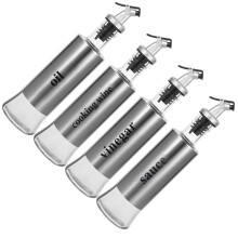 Oil Vinegar Dispenser Bottle Modern Kitchenware Silver 4pcs