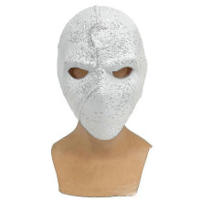 (White) Moon Knight Face Mask Halloween Cosplay Latex Headgear Masquerade Party Props L