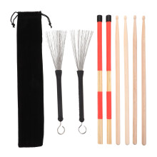 1 set drumstokken met draadborstel en tas