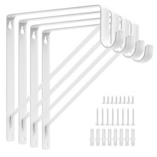 Ayaygd 4pcs Greutate cu dulap alb Candoseala Brackets 11 x 11 inch 1-3/8inch Diametru ?i suport pentru suport pentru tija pentru casa ?i dulap de