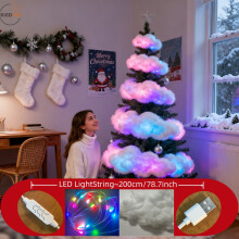 (LED LightString~200cm/78.7inch) LED Cloud Lamp, RGB String Lights in Two Sizes 7.59meter/199.9cm, Christmas Holiday Decorations, Christmas Tree Lights, Shapeable Thunder Cloud Lights