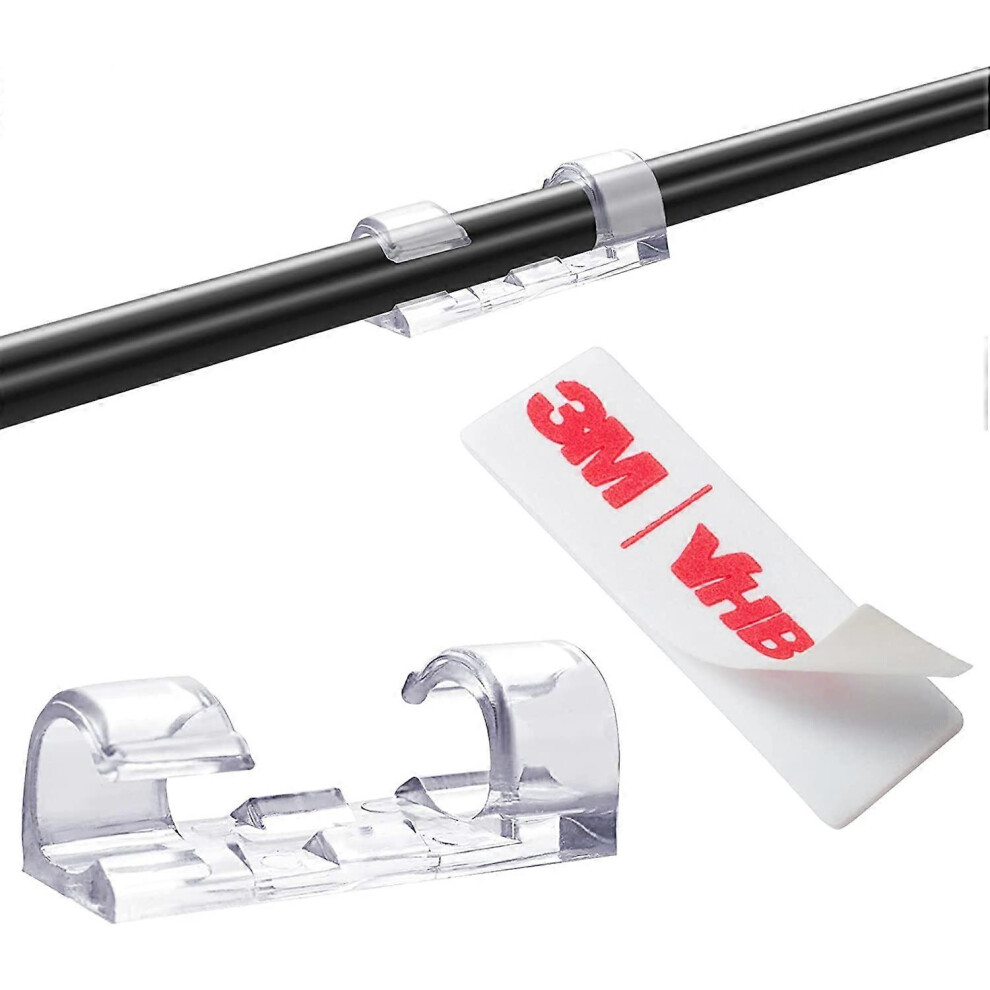 Kikidex (As Show, One Size) Self-Adhesive Cable Clips Organizer Drop Wire Holder Cord Management, Pack Of 100, Transparent