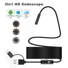 (As show, One size) HD 1080P industrial endoscope TYPE C interface Android PC pipe endoscope air conditioning auto repair detection cord (2m)