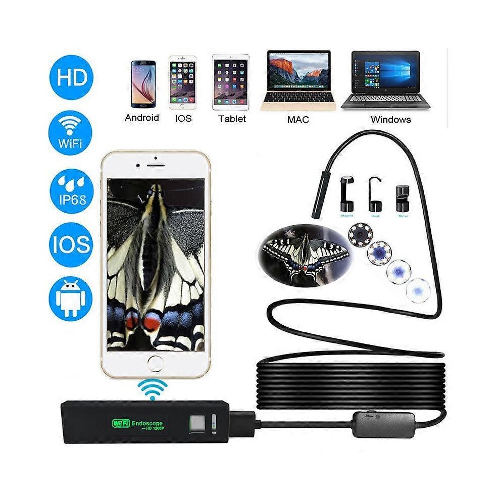 Kikidex (As Show, One Size) Near Focus 1200P Ultra-Clear Endoscope Apple Android Ios Wifi Mobile Phone Endoscope 8Mm Wireless Endoscope (3.5M)