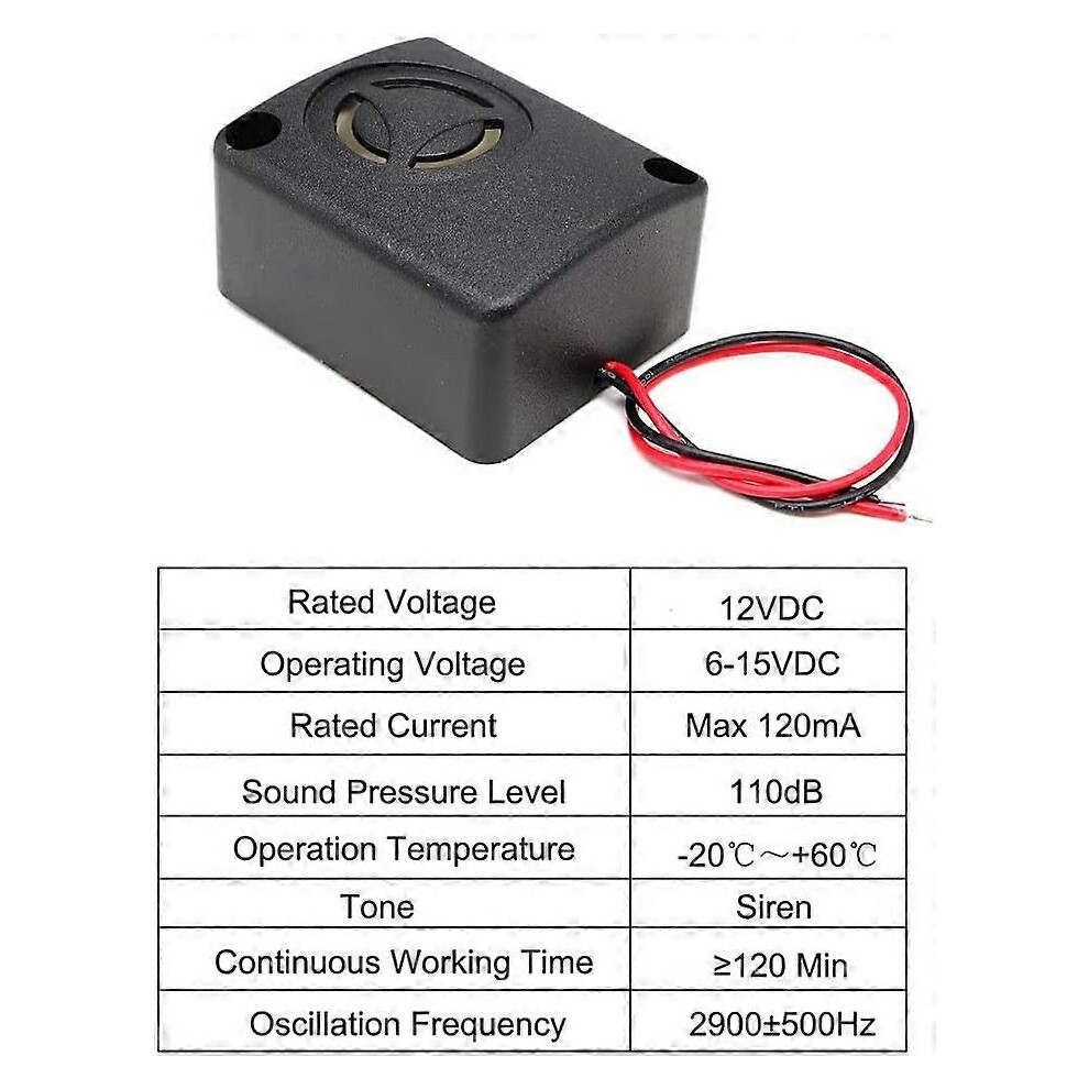 Kikidex (As Show, One Size) 3Pcs 110Db Electronic Black Mini Piezo Alarm Siren Dc 12V Insurance Antitheft Highdecibel Square Shell Active Buzzer Alarm For Car