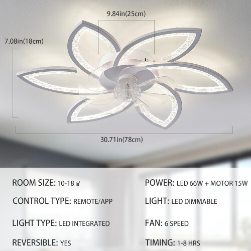 Ceiling Fans with Lights and Remote, Modern Dimmable LED 1
