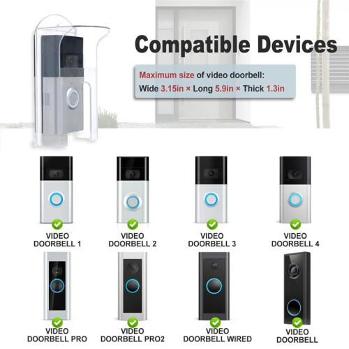 Transparent Plastic Doorbell Rain Cover Suitable for Ring Models 2