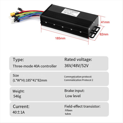 36/48V/52V E-Bike 40A Three Mode Sine Wave Brushless Controller 2