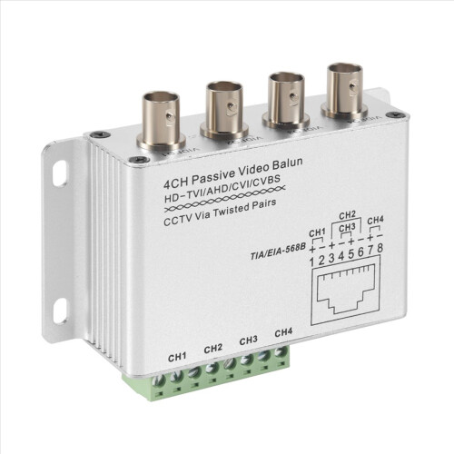 UTP 4-kanals passiv videobalun-transceiver 1