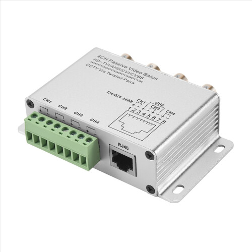 UTP 4-kanals passiv videobalun-transceiver