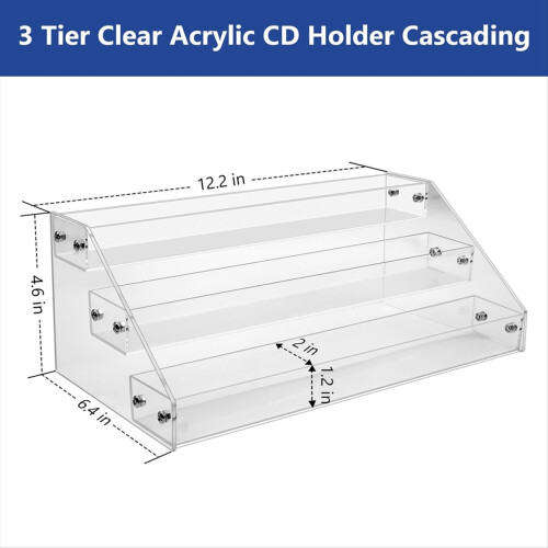 3 Tier Clear Acrylic Θήκη CD Cascading rack αποθήκευσης CD 1