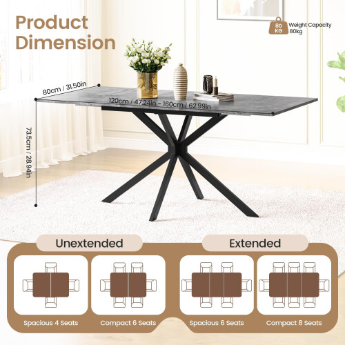 Joolihome Extendable Dining Table, Rectangular Kitchen Table 1