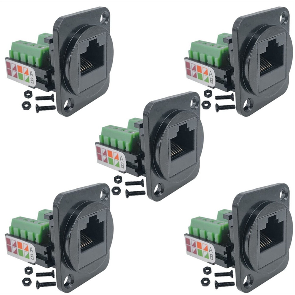 5Pcs Rj45 Female Panel Mount Screw Terminal Adapter 4853816434226