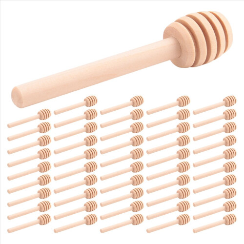 Pacote com 50 mini palitos de mel de madeira de 3 polegadas, servidor para dispensador 1