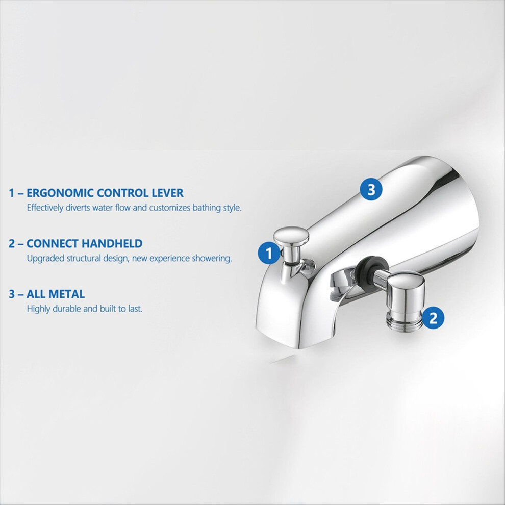 All Metal Bathtub Faucet With 9 Sprayer Settings, Chrome 4853896811214