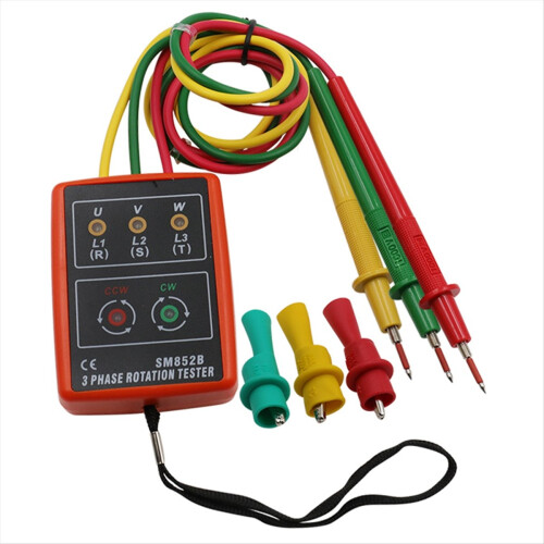 60-600V AC Three Phase Rotation Indicator Meter Phase Sequence Tester ...