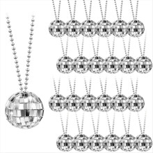 36 Pcs Mirror Disco Ball Costume Necklaces 70s Disco Necklaces