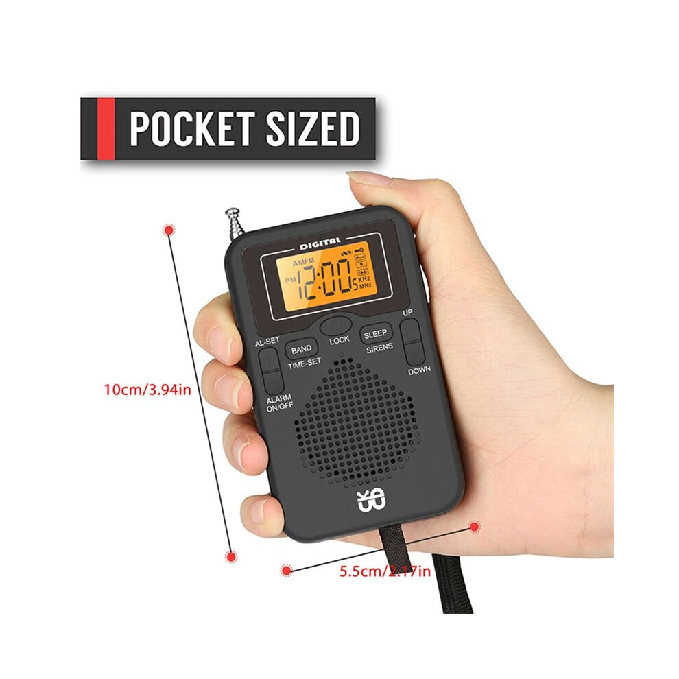 Am Fm Weather Radio Pocket Radio Lcd Screen Digital Alarm Clock Radio 4852209347358