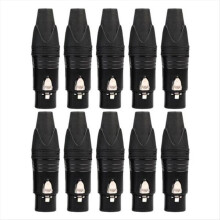10 stk. gør-det-selv 3-benet XLR-adapterfatning XLR-luftfartsstik (hun)