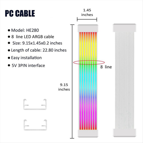 Καλώδιο επέκτασης ισχύος ARGB 3Pin RGB LED Light Strip Bar για θήκη υπολογιστή 1