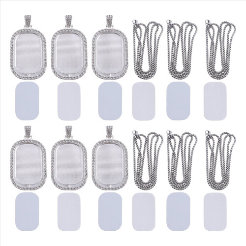 Sublimation Rhinestone Trays Pendant Set, Rectangle Style 1