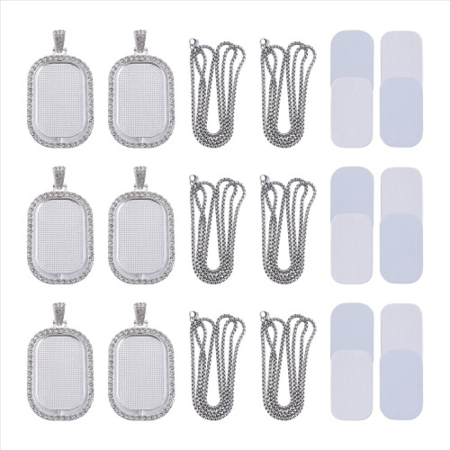 Sublimation Rhinestone Trays Pendant Set, Rectangle Style 2