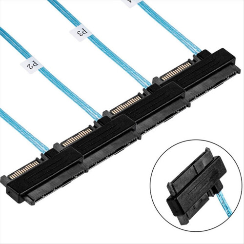 Mini SAS Sff-8087 til 4 Sff-8482 server harddisk datakabel 1m 1