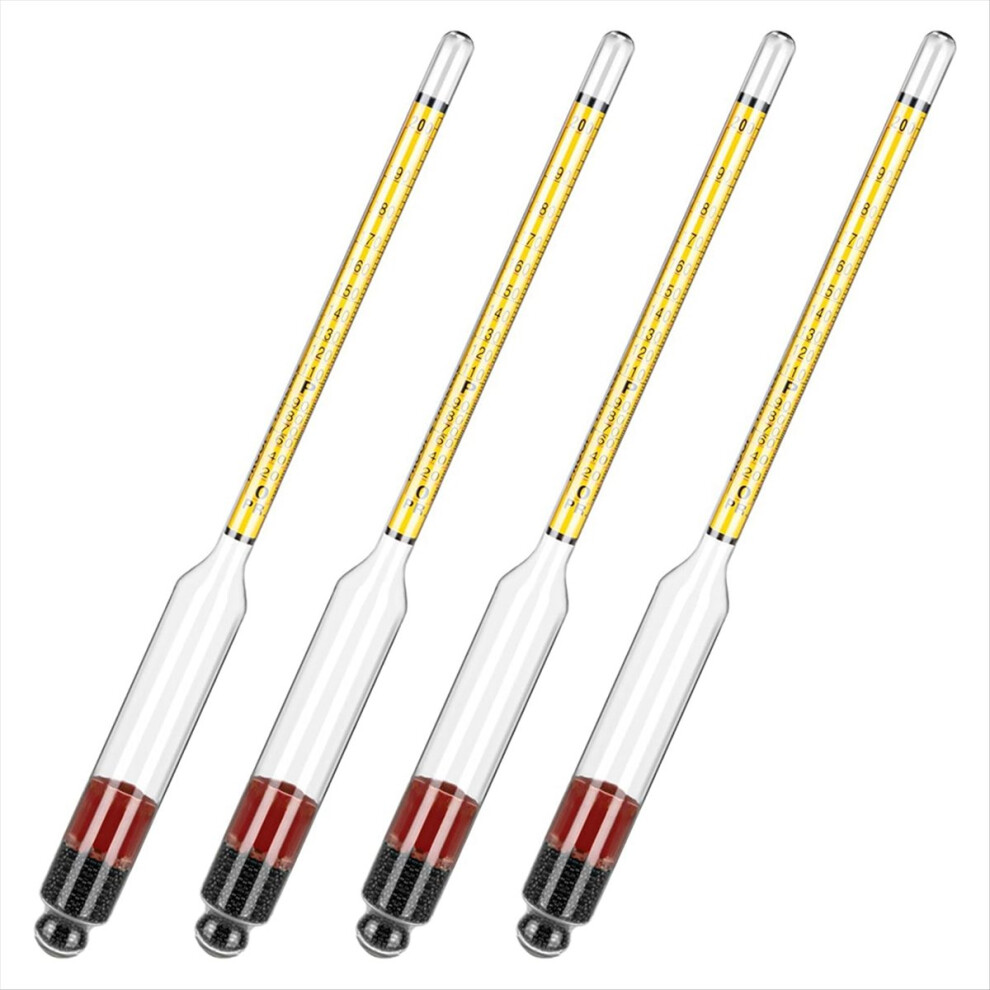 Umærket 4Pcs Alcohol Meter For Distilling Alcohol 0-200 Proof & 0-100 Tralle