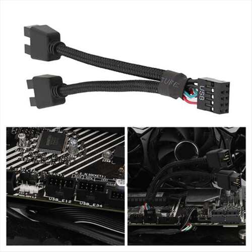 Μητρική πλακέτα υπολογιστή USB 2.0 9 Pin to Dual 9 Pin Extension Cable Black 2