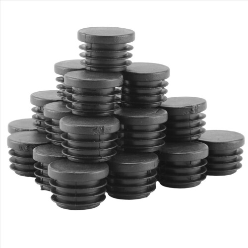 20 stk. sorte plastik 25 mm diameter blindkapper til runde rørindsatser 2