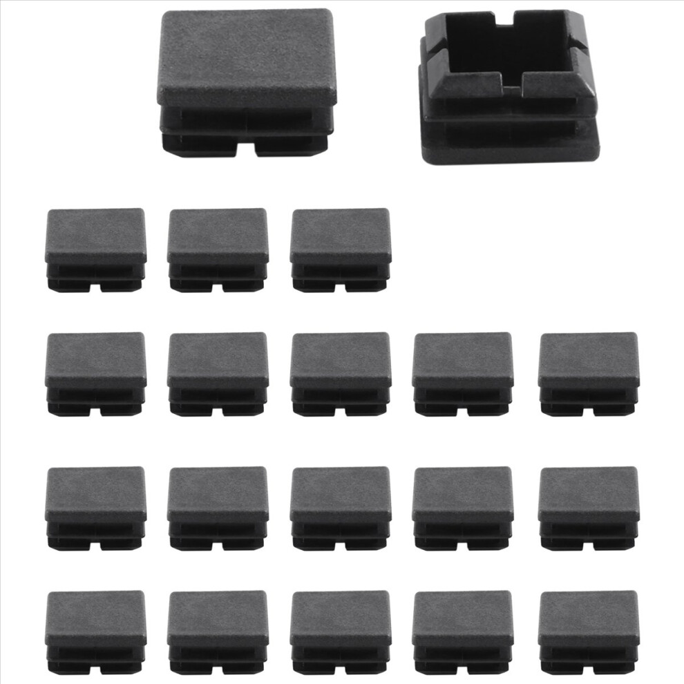 Square Table Chair Leg Tube Pipe Feet Insert Cap 25X25mm 20Pcs Black 4852209381093