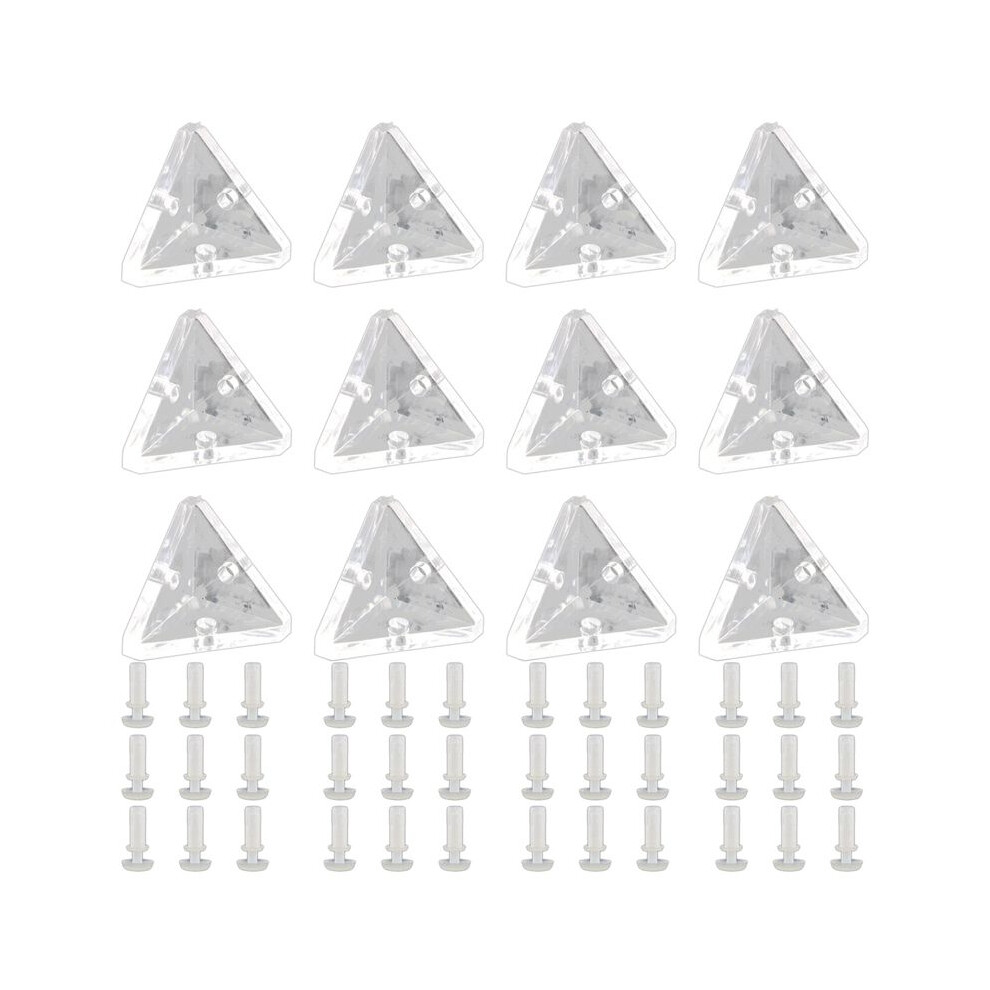 12Pcs Acrylic Corner Brackets With Semitransparent Screws Clear 4852209389211