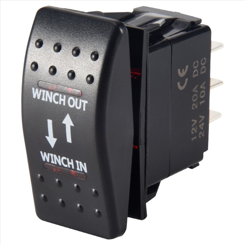 Umã¦Rket Red 12V 20A Winch In Winch Out On-Off-On Rocker Switch 7 Pin Led