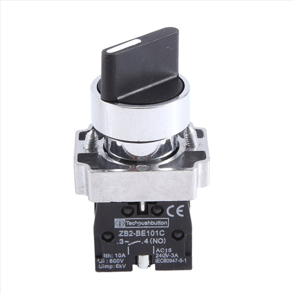 22Mm Latching 2 No 3-Position Rotary Select Switch Zb2-Be101c Black 4852209392693
